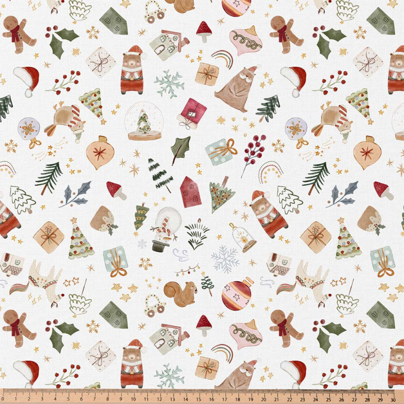 Printed Cotton VISBY White / Red